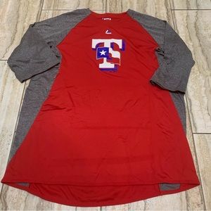 Texas Rangers XL Red Majestic Shirt 3/4-sleeve NWOT